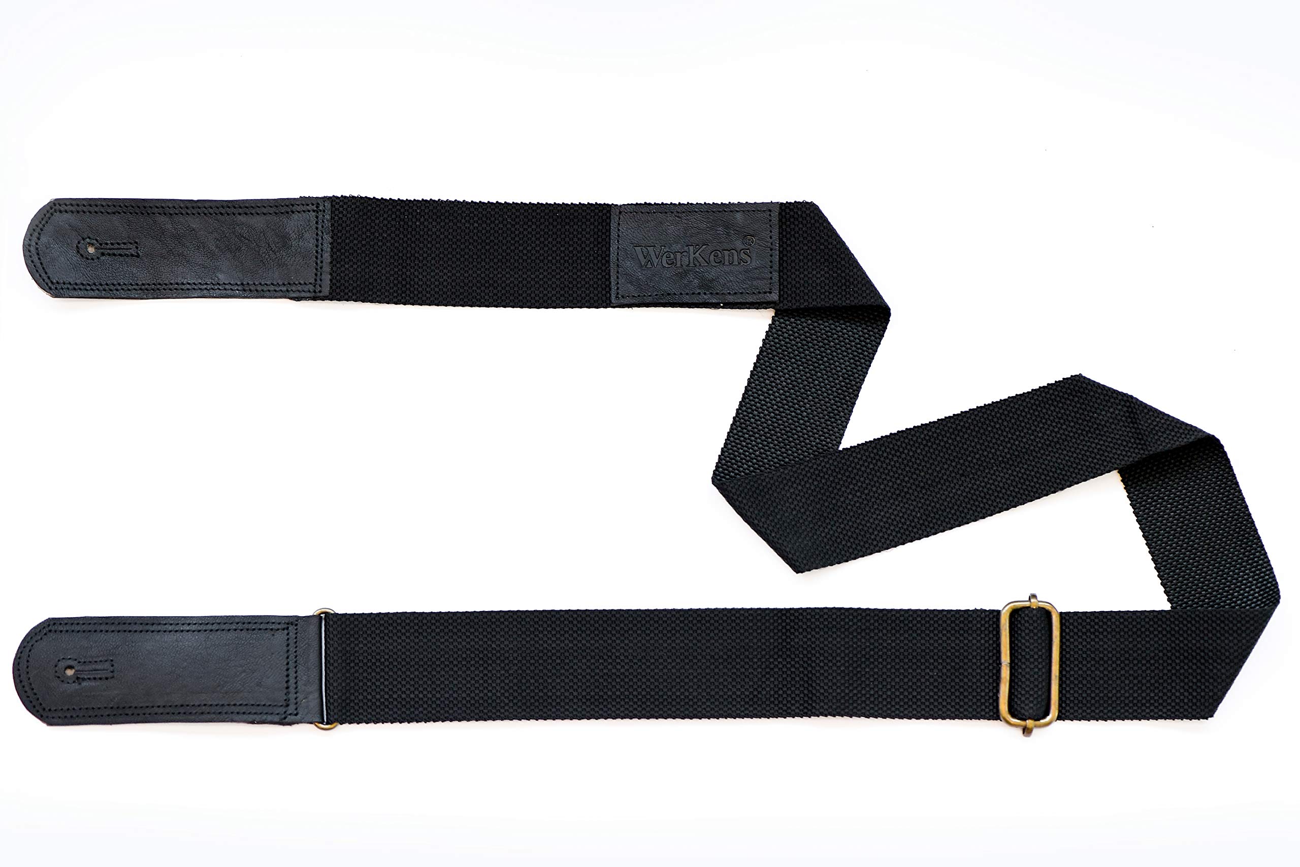 WerKensWerKens Guitar Strap Comfort Grip 2 inch Wide Adjustable Guitar Straps Belt with Original Leather Ends - Black