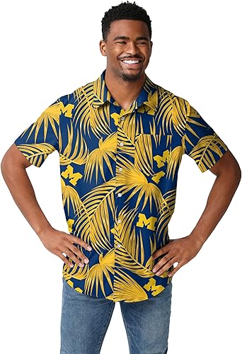 Miniatura 47 de FOCO NCAA Mens NCAA College Team Logo Floral Tropical Hawaiian Button Up Shirt