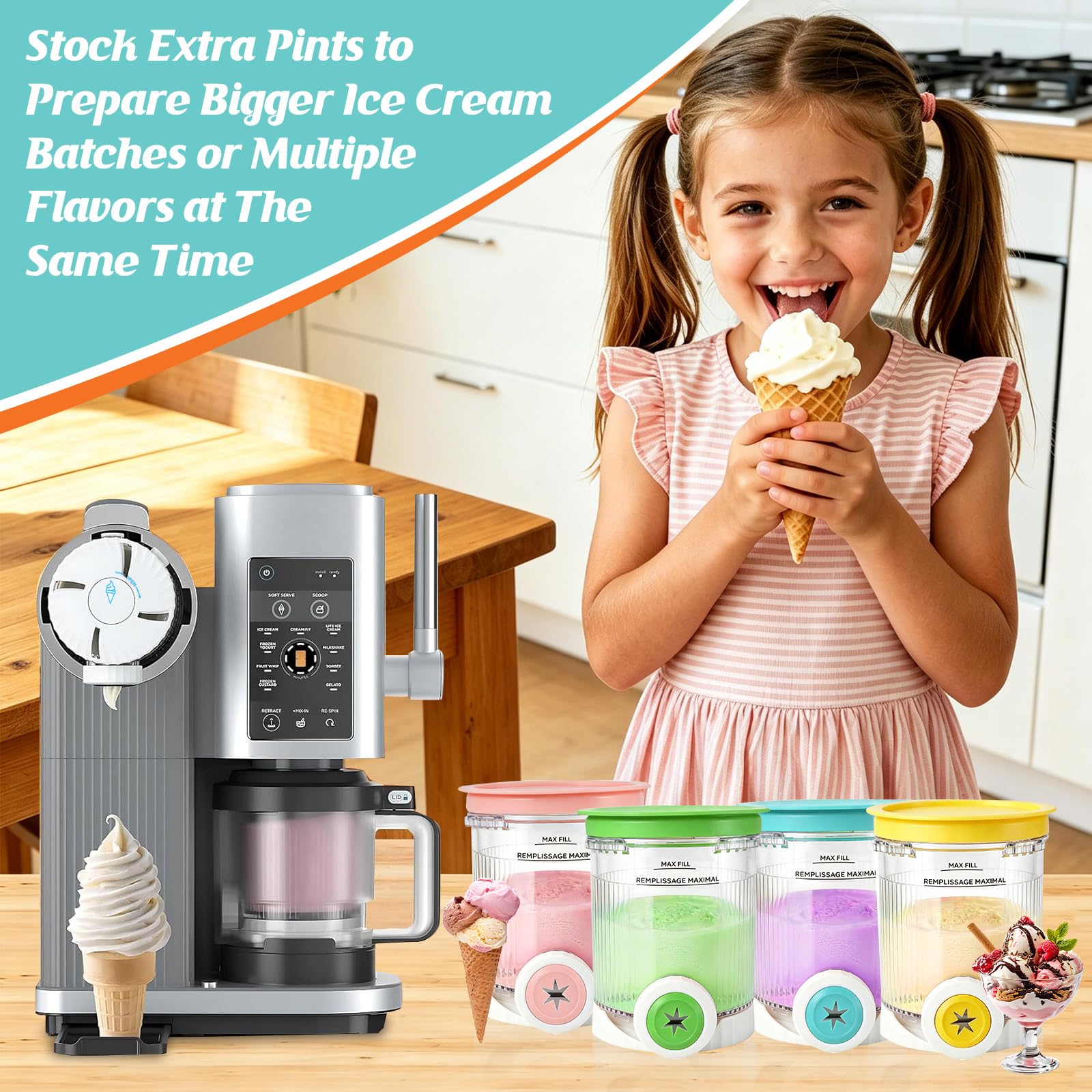 Ninja Creami Behälter für Ninja Creami Swirl, 4 Stück 408ML Behälter mit Farbigen Dichtdeckeln für Ninja Creami Scoop & Swirl Kompatibel mit NC700 NC701EU, BPA-Frei, Spülmaschinenfest