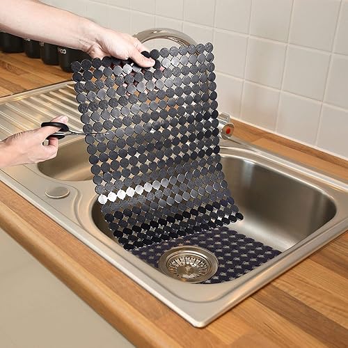 Miniatura 6 de Qulable Paquete de 2 alfombrillas para fregadero de cocina de acero inoxidablecerámica, protectores ecológicos de PVC para la parte inferior del