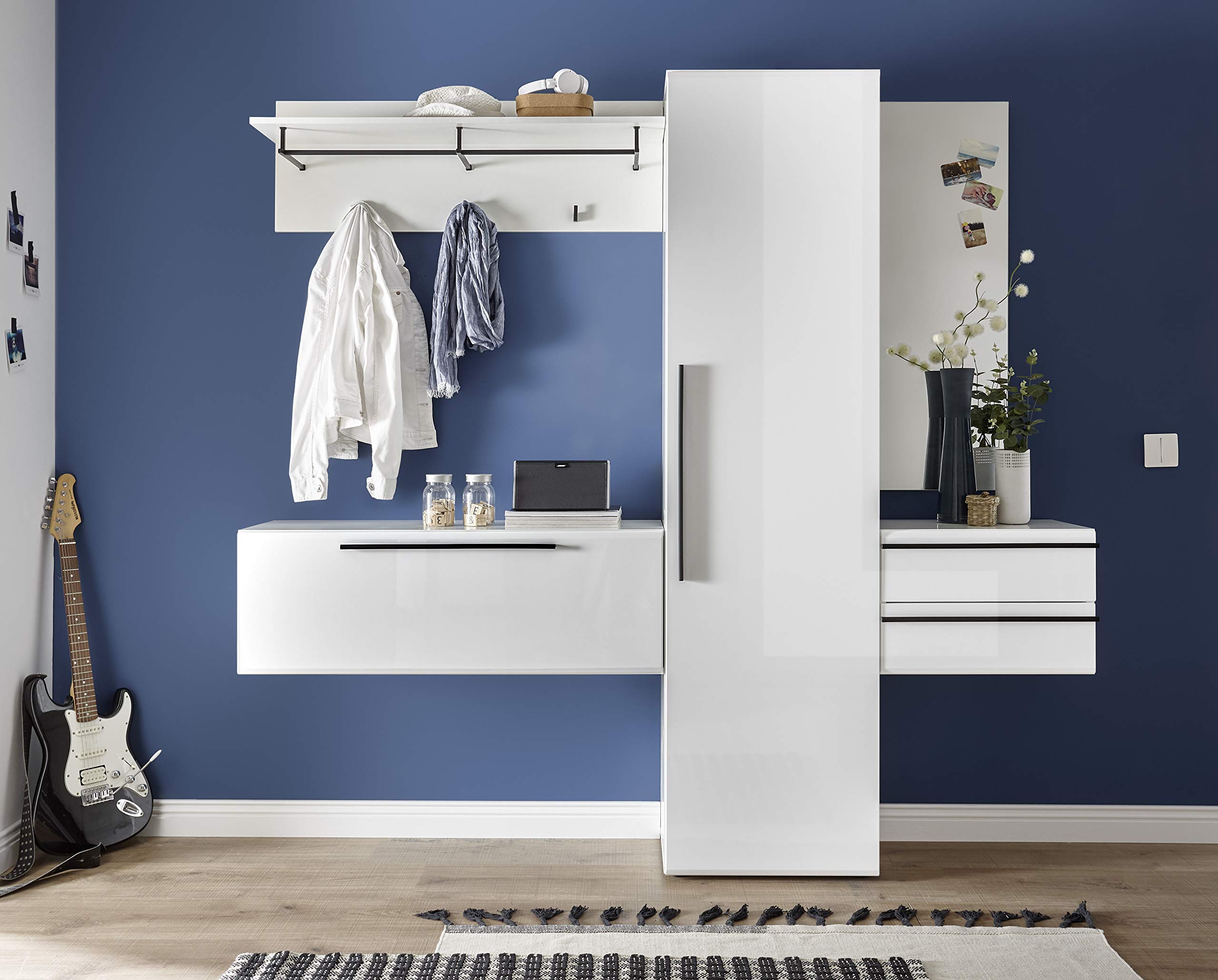 möbelando Garderobe Komplettset Flurmöbel Wandgarderobe Dielenmöbel Flur Natalie I Küche, Haushalt & Wohnen