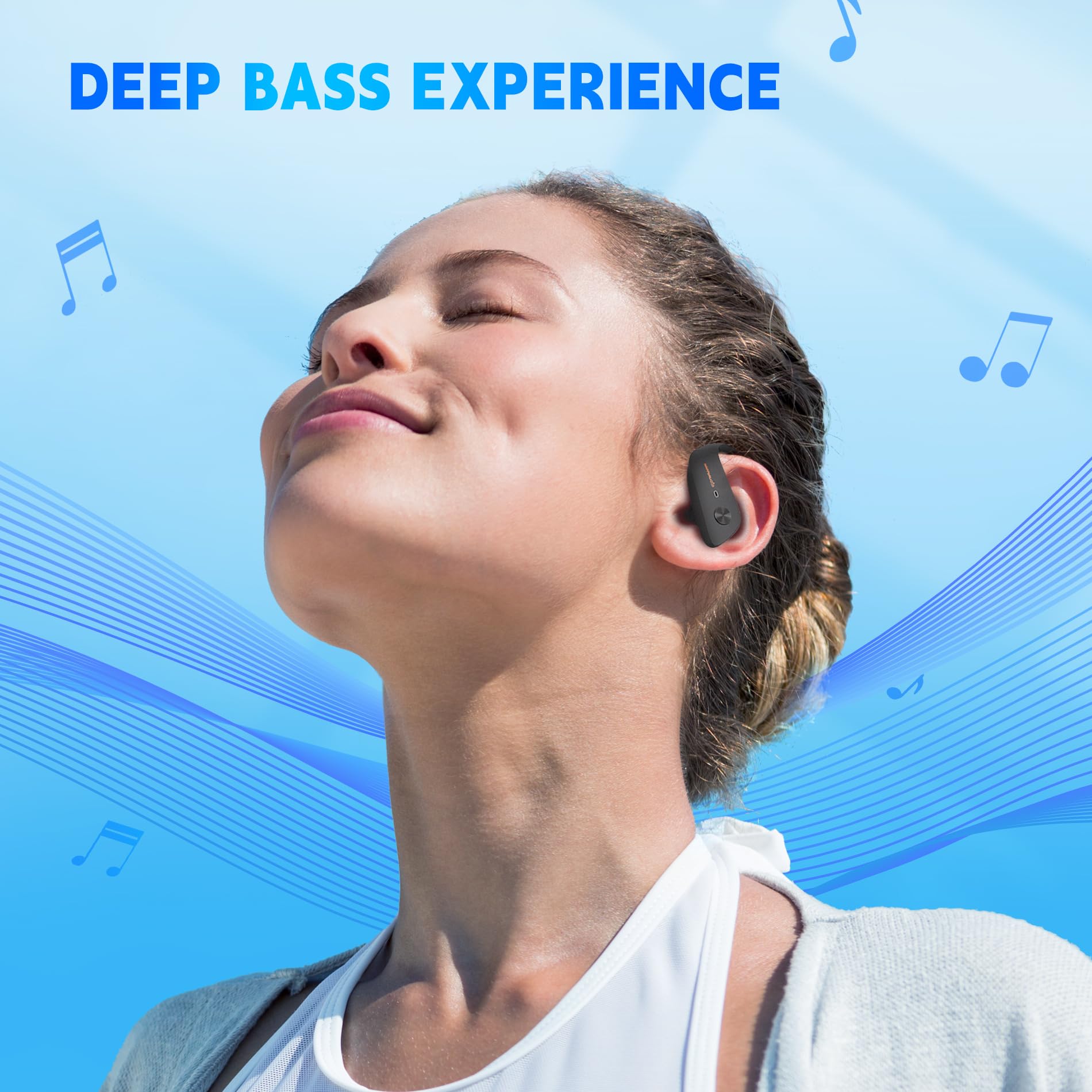 HAPPYAUDIO Ecouteurs Bluetooth sans Fil Sport,56H Ecouteurs Bluetooth Sport 5.3 HiFi Stéréo avec Antibruit - Ecouteurs sans Fil avec 2 ENC Mic,IP6 Étanche Bouton de Contrôle Écran LED