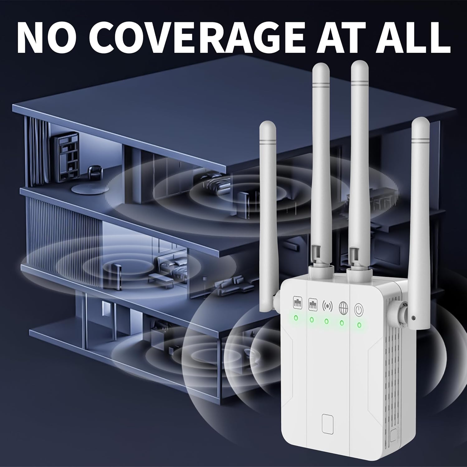 WiFi Repeater,Wireless Network Signal Booster,WiFi Extender High-Speed Connection Long-Distance Range,Supporting Up to 50 Devices,Wireless Network Amplifier for Home and Office Coverage Enhancement