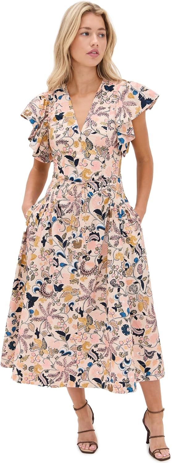 Ulla Johnson Women's Darya Drop Waist Midi Dress