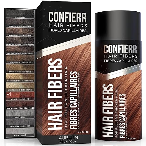 Fibras capilares para hombres y mujeres (1.06 onzas, castaño rojo)  Rellena el cabello fino o adelgazante, al instante más grueso y de aspecto más