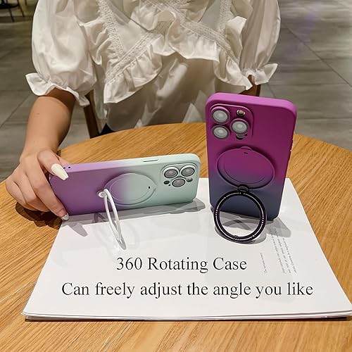 Miniatura 3 de MGQILING Funda magnética compatible con iPhone 14 Pro Max, funda de lujo giratoria de 360 color degradado, soporte oculto, compatible con MagSafe