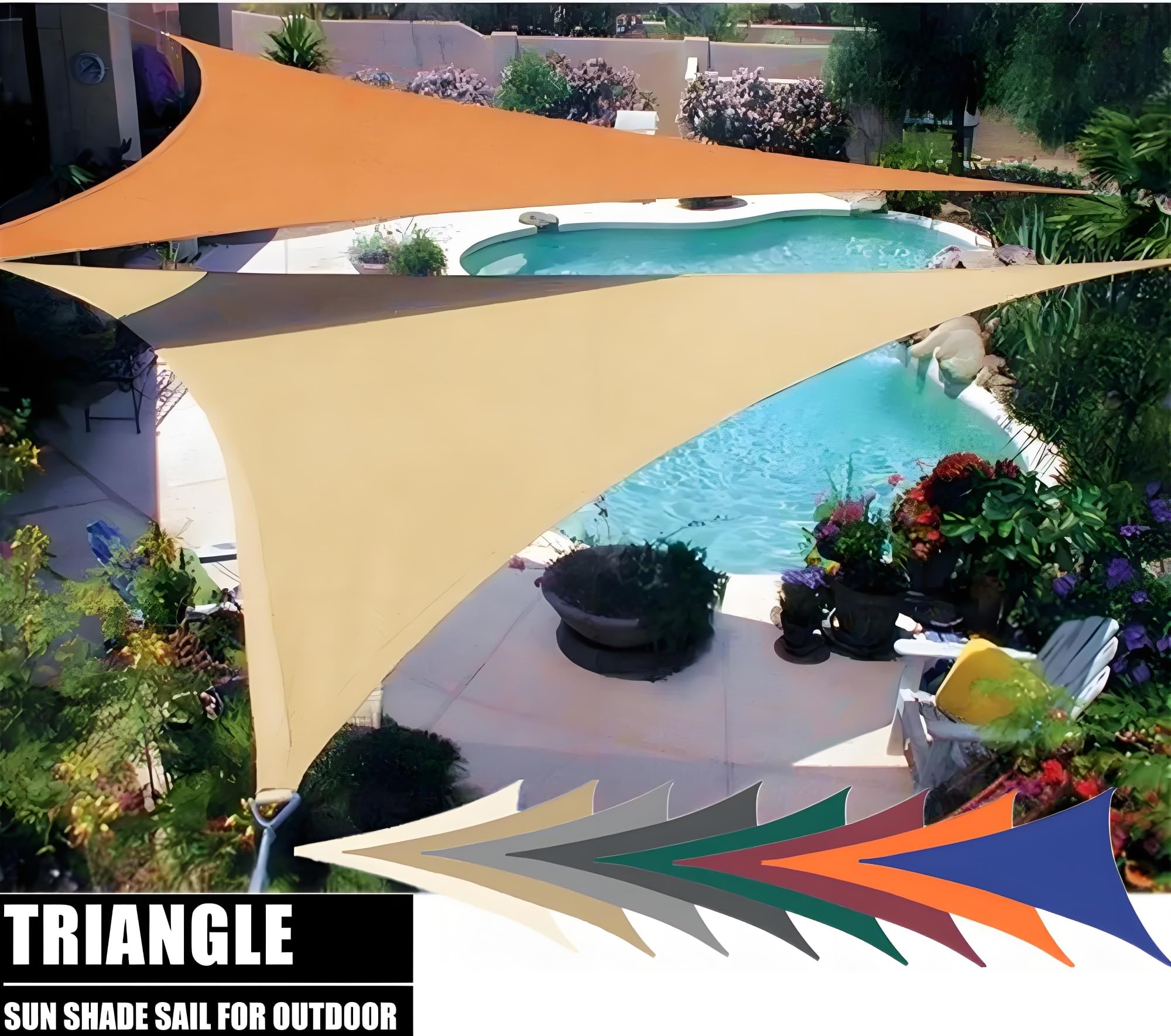 Voile D'Ombrage Triangulaire Voile d'ombrage Triangulaire imperméable et Anti-UV for terrasse, Jardin, Camping, Tente(Green,3.6X3.6X3.6M)