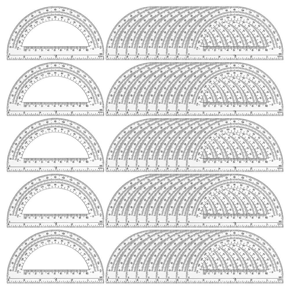 Jnchdghwa As Shown 50 Pack Plastic Protractor, 6 Inch Clear Protractor For Geometry, School,