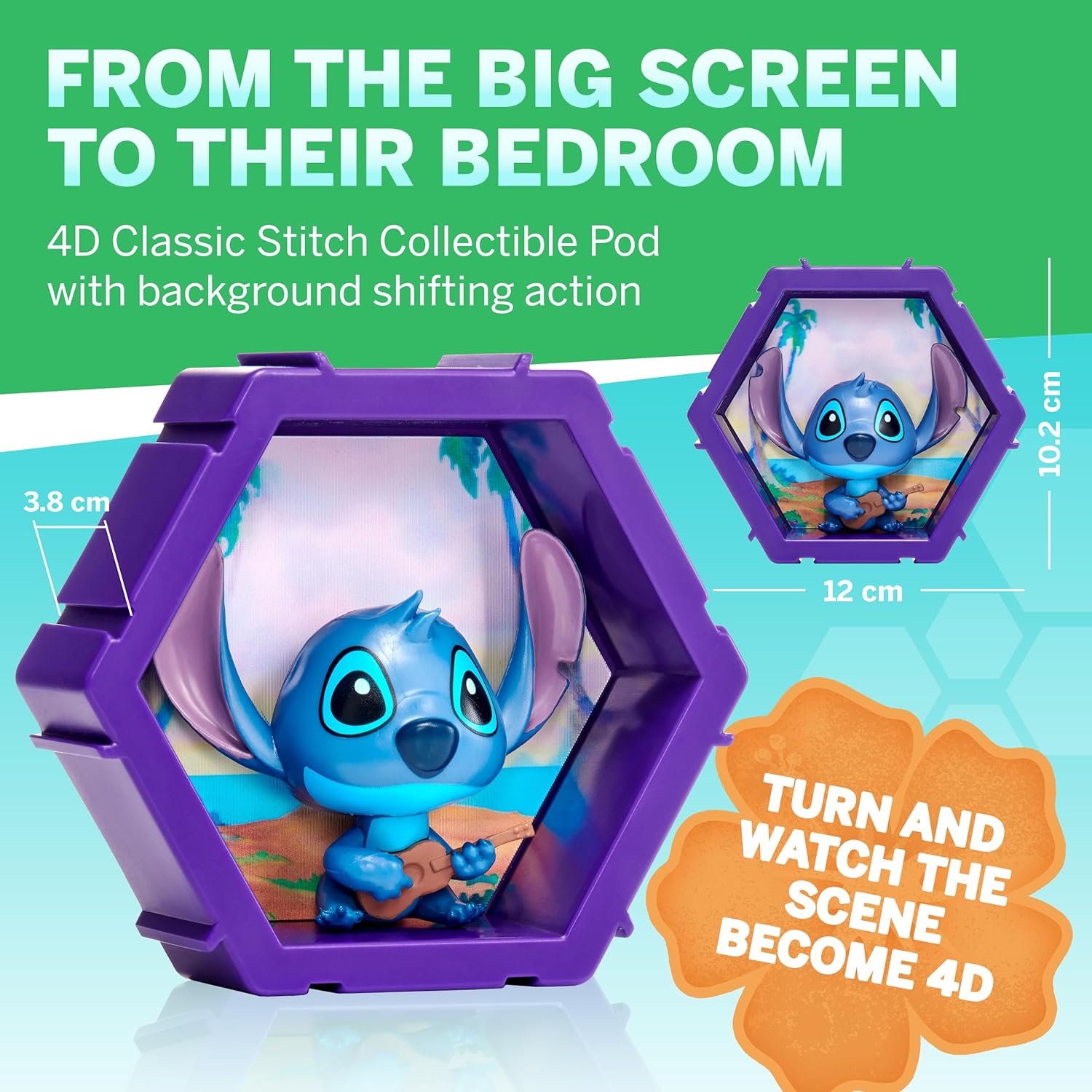 WOW! PODS 4D Disney Classic Stitch | Lilo & Stitch Light-Up Bobble-Head Figure | Connectable Collectables, Toys & Gifts |