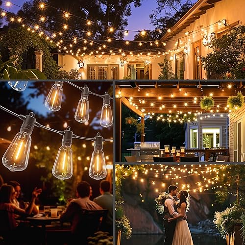 Miniatura 6 de Guirnalda de luces para exteriores de 150 pies con control remoto, tira de luces LED para patio con bombillas ST38 vintage inastillables, IP65
