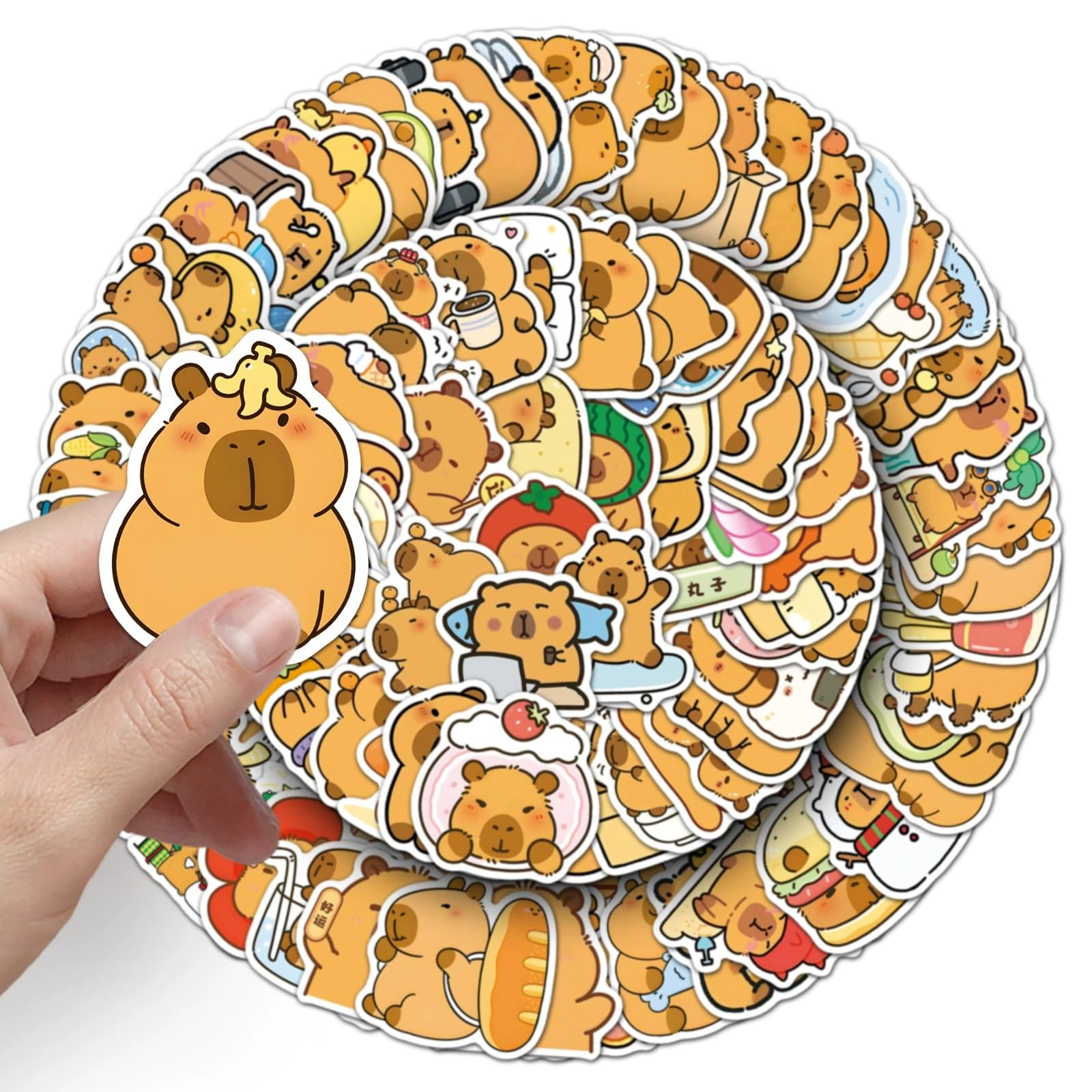 Capybara Stickers for Laptop(100 PCS),Gift for Children Teens Adults Girl Boys,Capybara Waterproof Stickers for Skateboard,Bike,Phone,Computer,Luggage Water Bottle Guitar Motorcycle Suitcase - Image 3