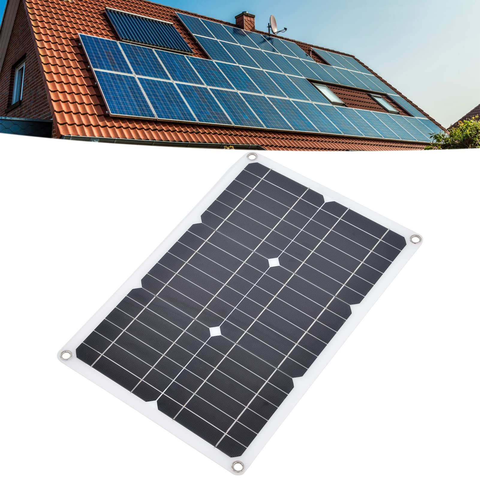 Fabater Pannello Solare Portatile da 20 W Caricatore A Doppia Porta USB Modulo Fotovoltaico Monocristallino con Controller 10 A per Batteria per Auto Barca da Campeggio all'aperto