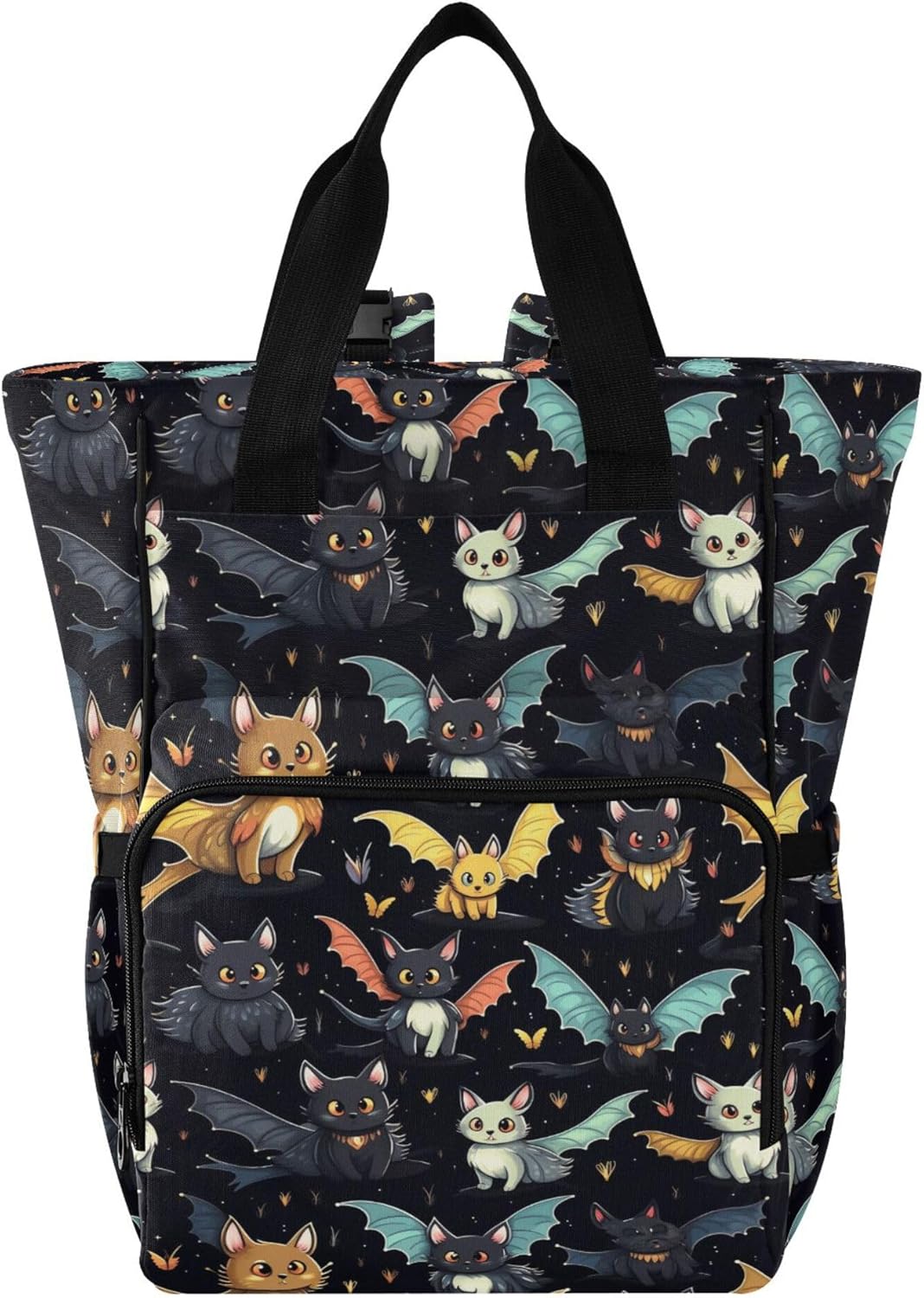 MNSRUU Diaper Bag Gothic Skull Cat Bat Large Capacity Changing Backpack Multifunction Travel Tote Nappy Bag Baby Diaper Backpack for Mom Dad