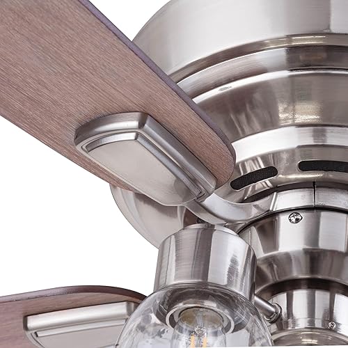 Miniatura 20 de Prominence Home Magonia, 52 inch Farmhouse Style, Flush Mount LED Ceiling Fan with Light, Dimmable, Pull Chain, Dual Finish Blades, Reversible Motor