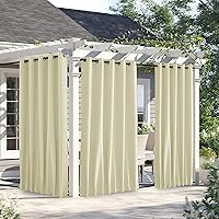 Vista 52 de NICETOWN - 2 paneles de cortinas para exteriores impermeables extra largas de 108 pulgadas para patio, a prueba de viento, ojales en la parte