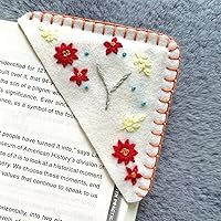 Vista 27 de Marcapáginas de esquina bordado a mano personalizado, lindo marcador de libro con flores, regalo de costura a mano para mujeres amantes de los Rojo