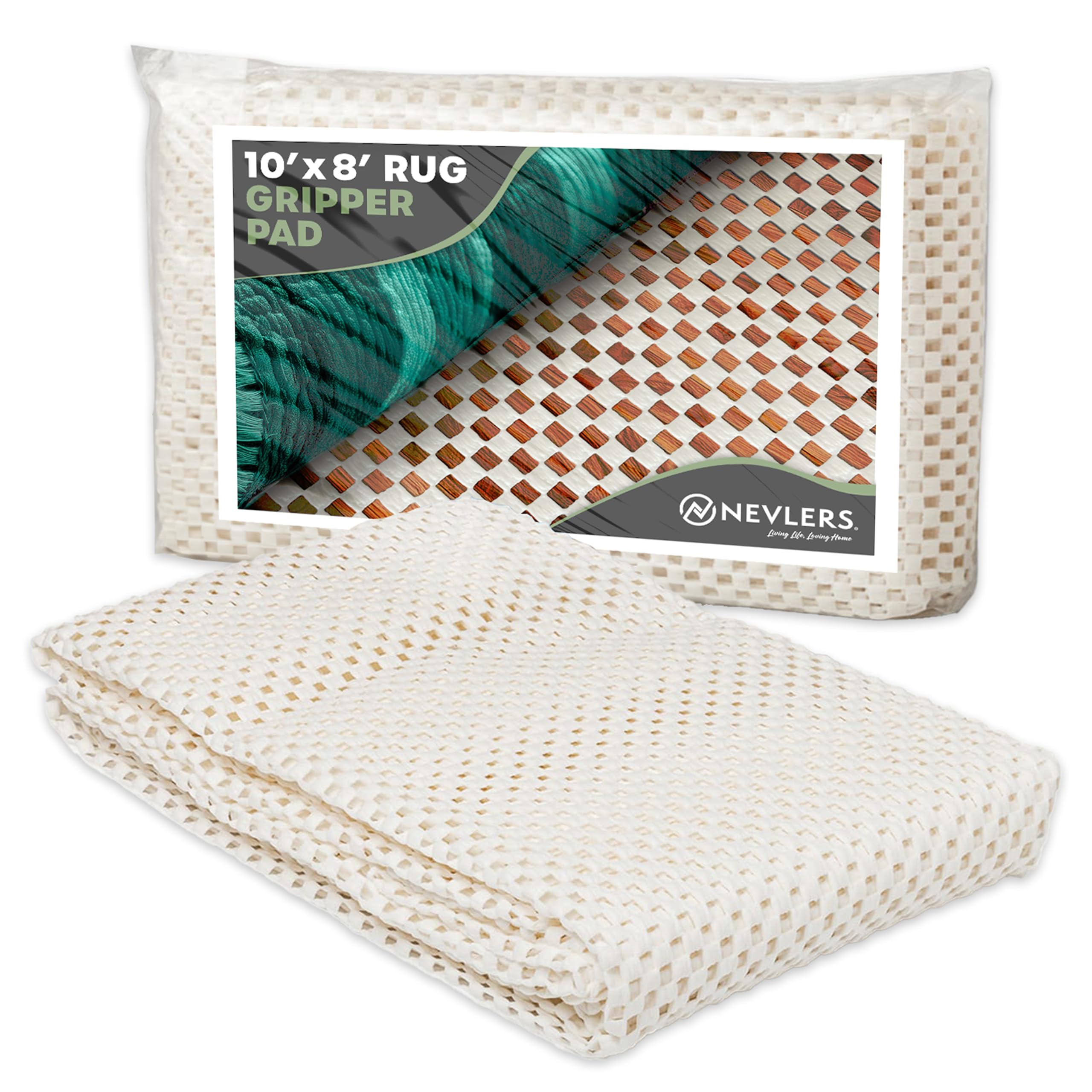 Nevlers 8'x10' White Anti Skid Rug Gripper for Hardwood Floors & Other Surfaces | PVC Foam Non Slip Rug Pads | Open Weave Rug Pad Non Slip Design |