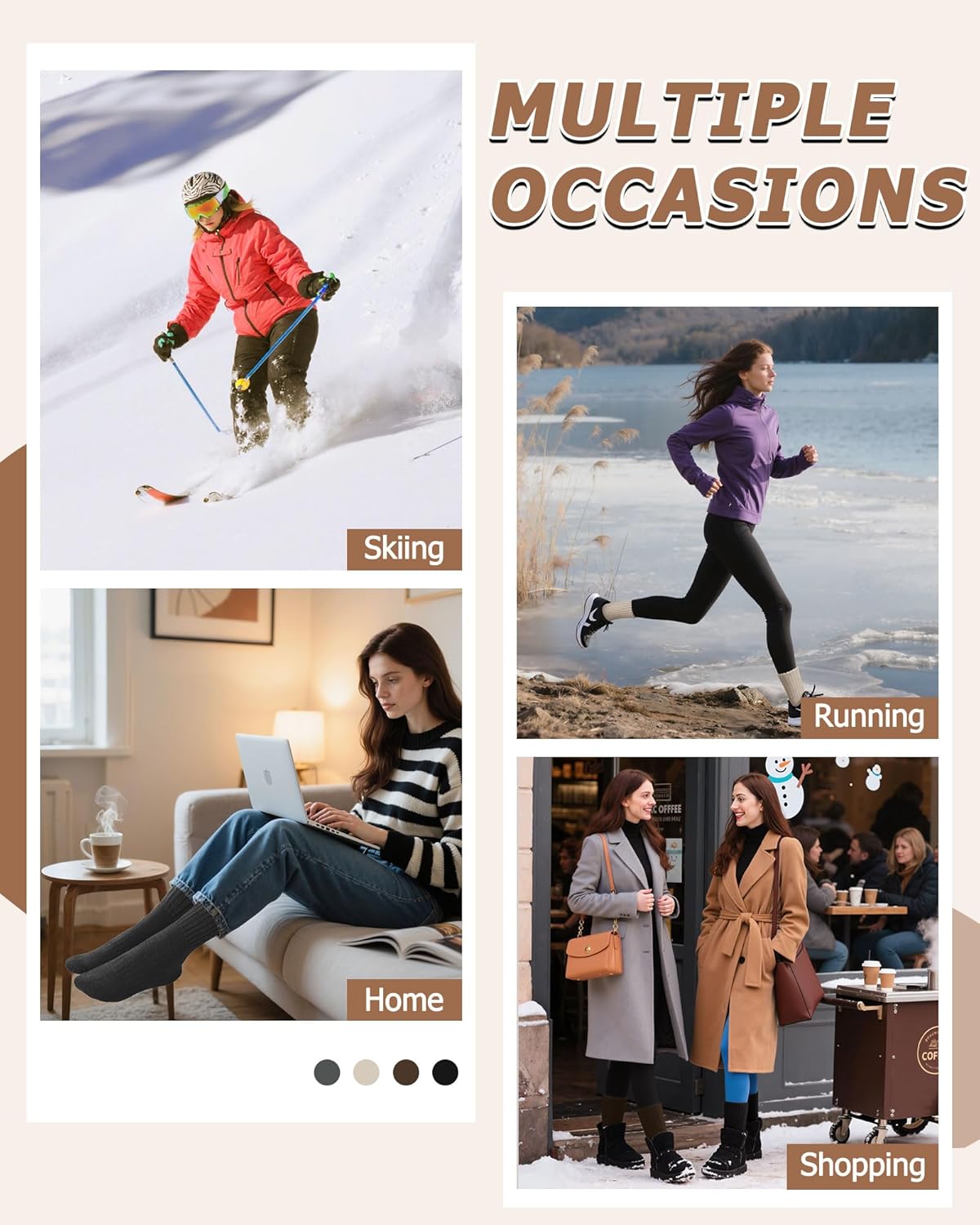 Senker Fashion Boot Socks for Women, Thick Wool Winter Warm Thermal Sock for Hiking Stockings Stuffers Christmas Gifts - Image 6