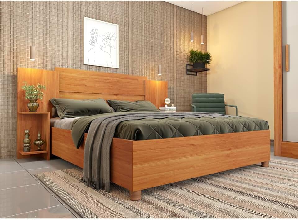 Cama Casal Monaco Com Cabeceira Extensivel E 2 Mesas De Cabeceiras Cinamomo
