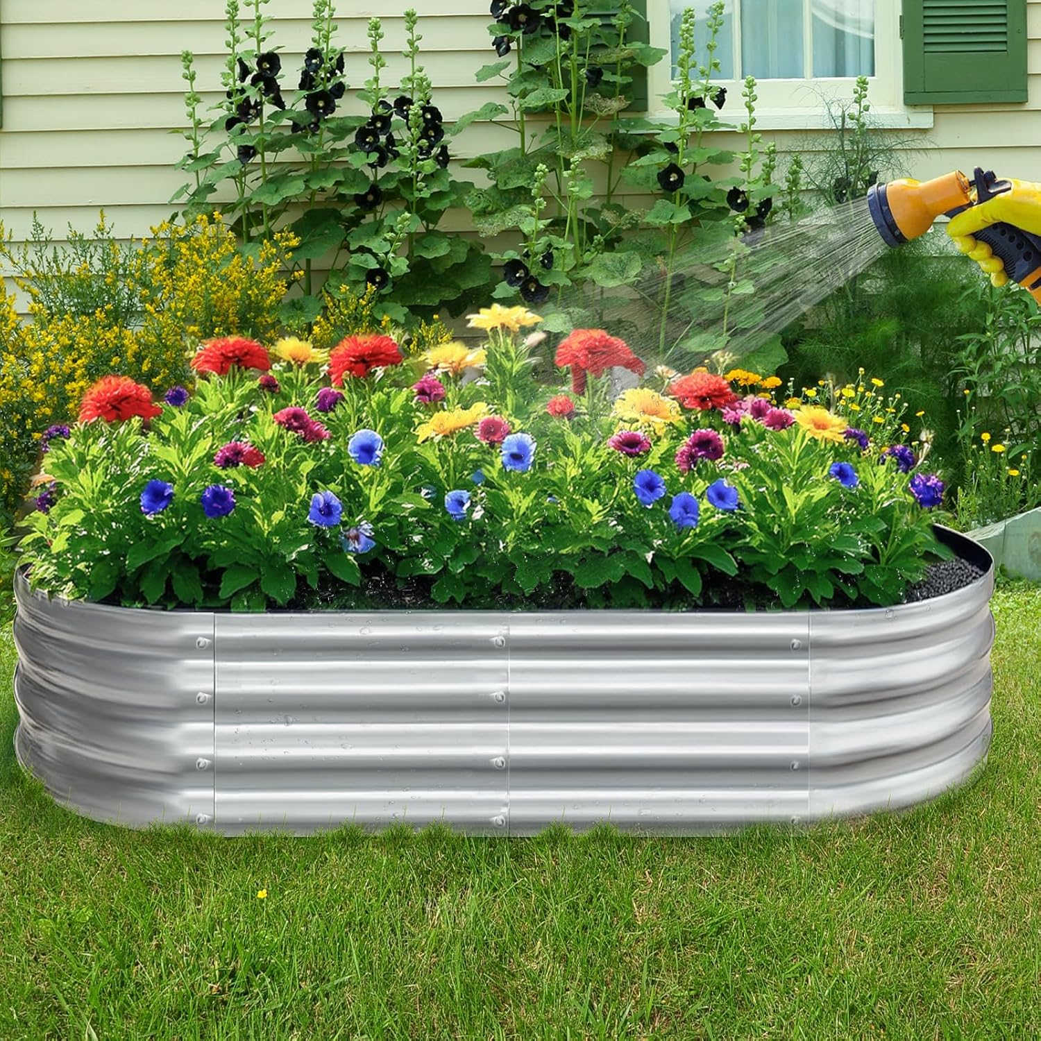 Galvanized Garden Bed kit for Vegetables/Herbs/Flowers (4X2X1)