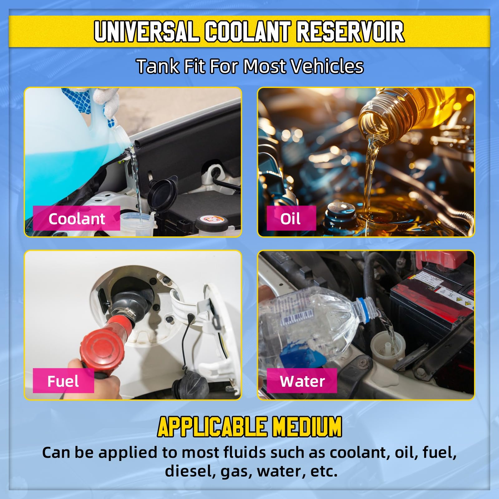 Universal Coolant Overflow Tank 2L Expansion Catch Can Kühlerreservoir Polished Aluminium Automotor Kühlmittel Recovery Kits