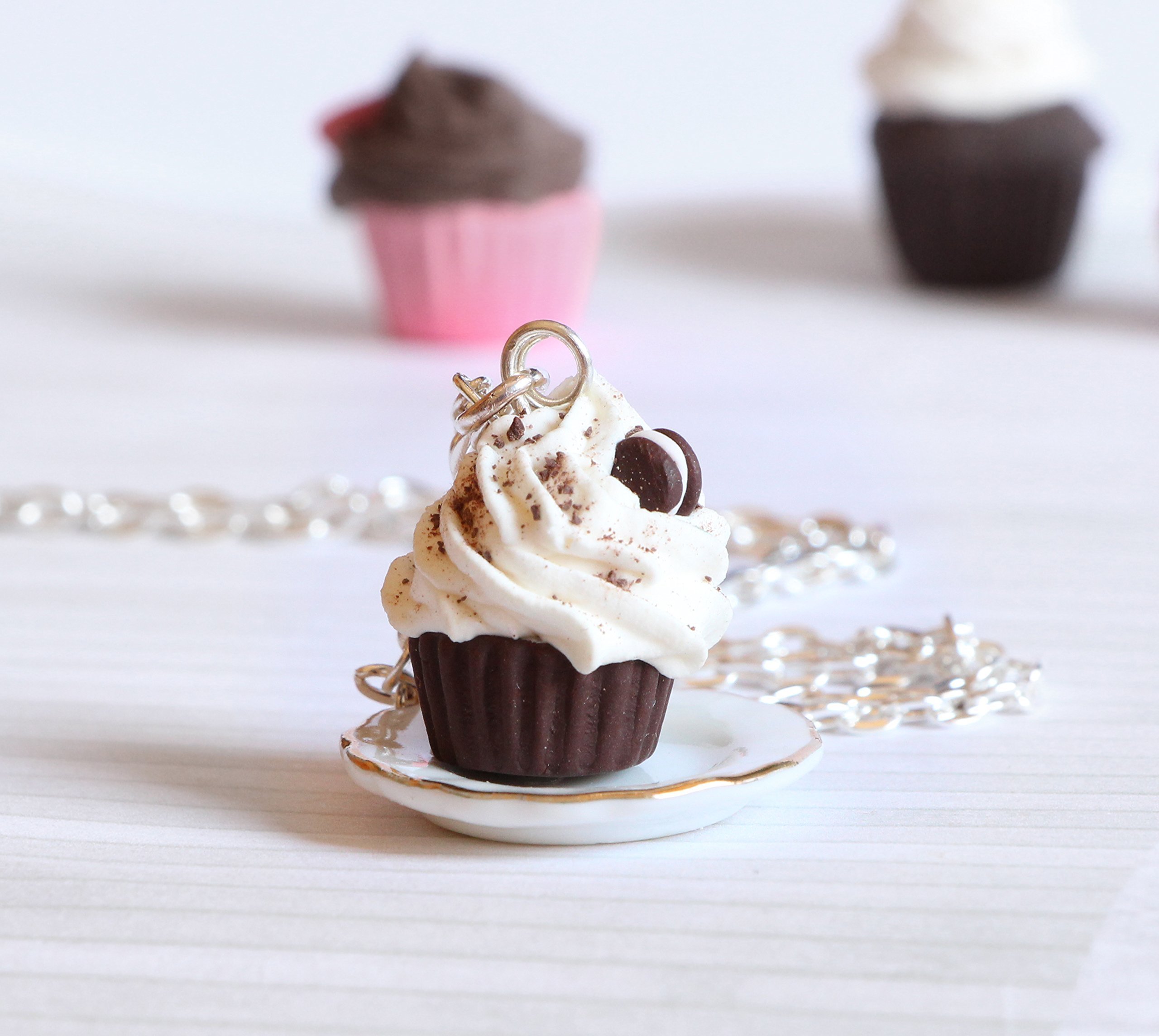 Oreo Chocolate Cupcake Necklace Kawaii Made Of Polymer Clay