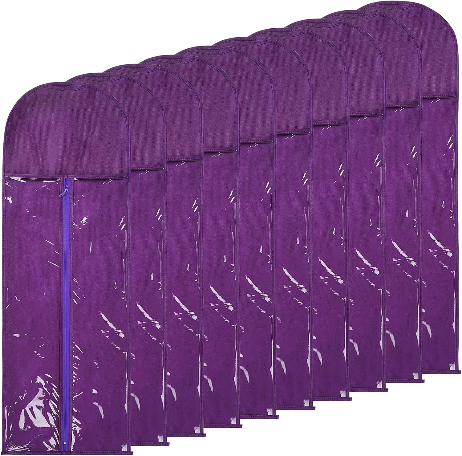 10 Packs 31.5in Extra Long Hair Extensions Storage Bag Folding Wig Bags Dust Proof Wigs Carrier Bags with Strong Zipper for Home Salon Organizer (Purple)