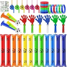 Soccer Party Favors 2026 Soccer Fan Support Kit, 48 PCS Cheering Supplies Team Spirit Accessories with Soccer Bracelets, Whistles, Soccer Stickers, Noise Makers for Sporting Events Matches Game Day