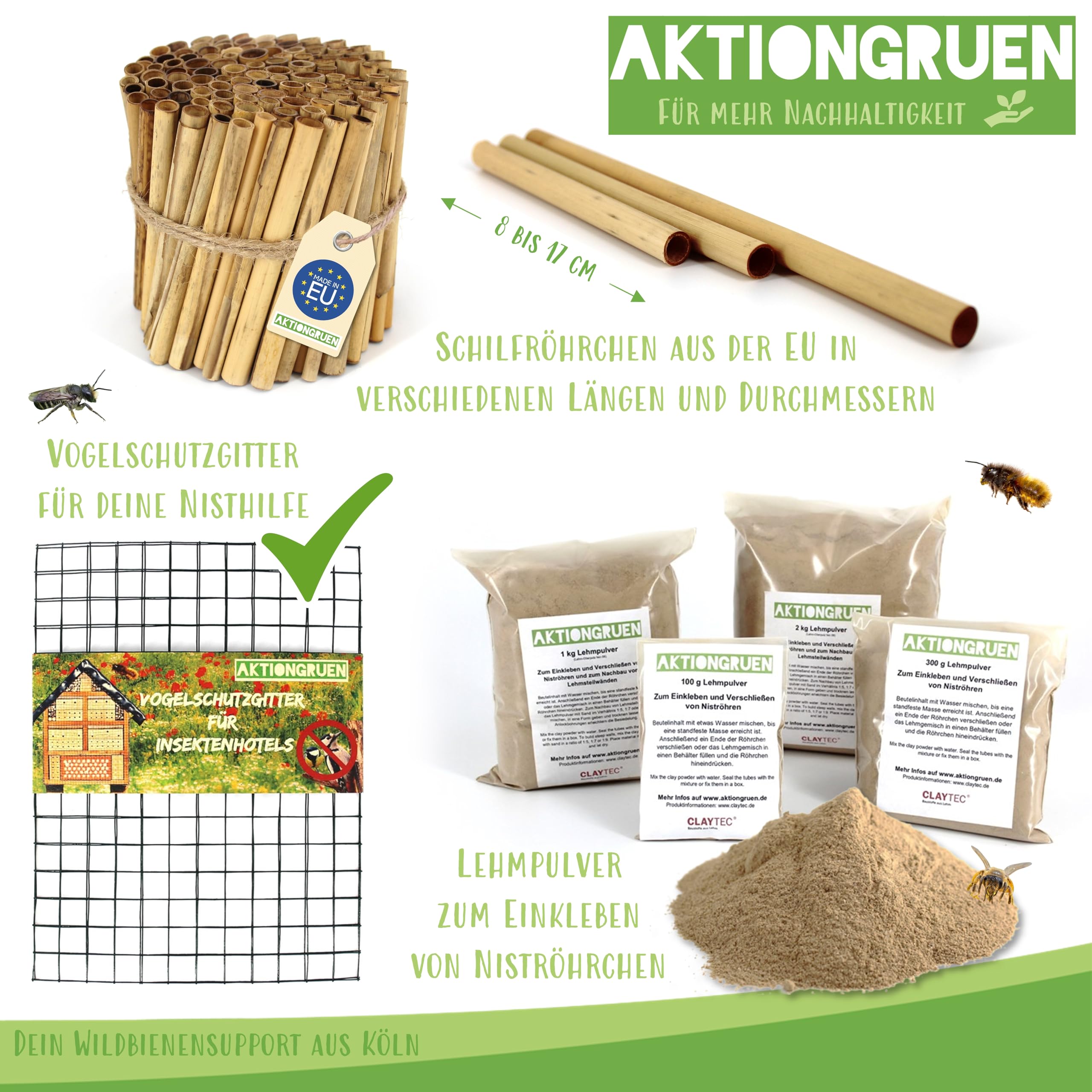 Schilfröhrchen für Insektenhotel & Bienenhotel 12cm - 400 Stück