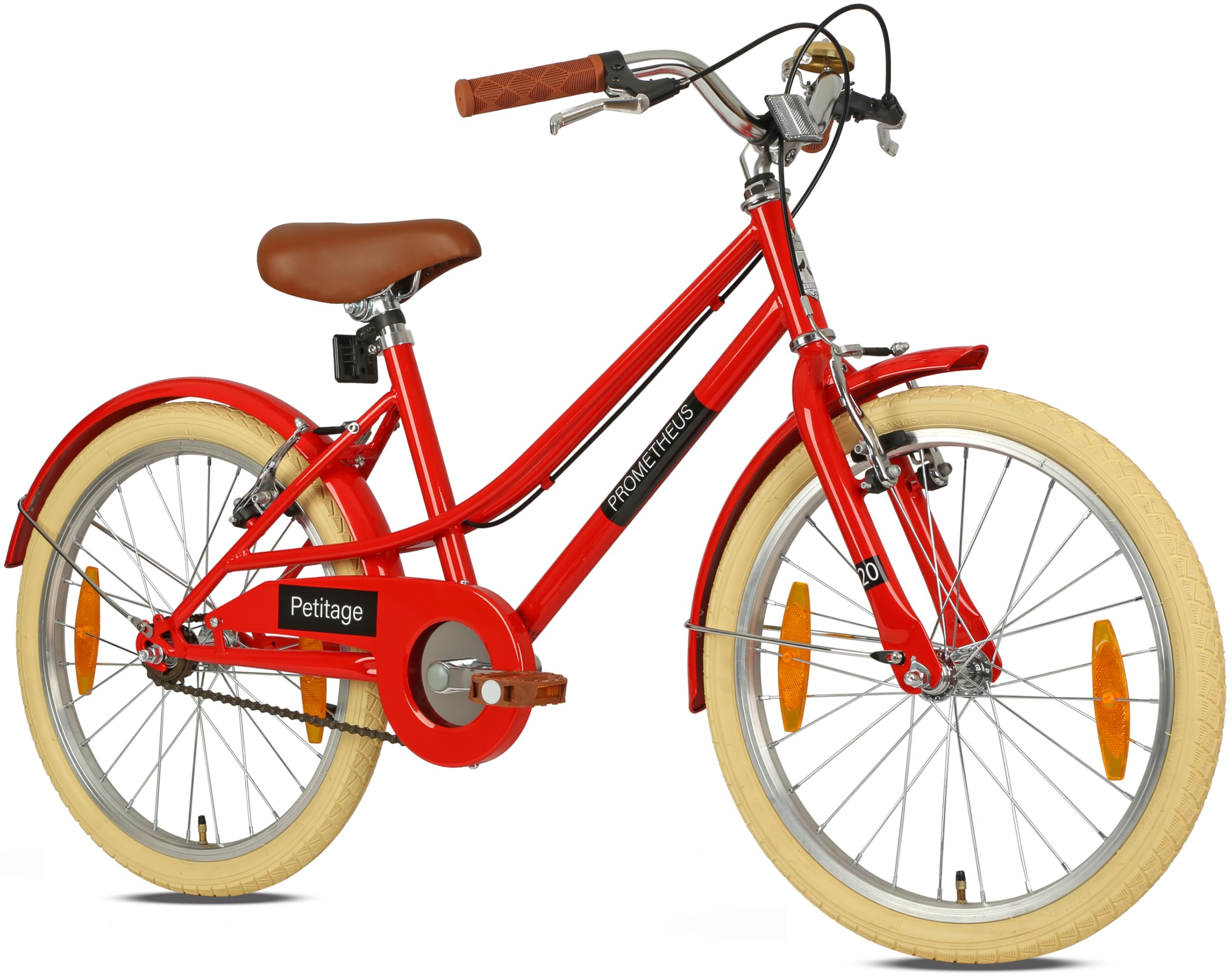 PROMETHEUS BICYCLES Bicicleta infantil retro de 20 pulgadas, 20 pulgadas, para niños a partir de 6 años, color rojo