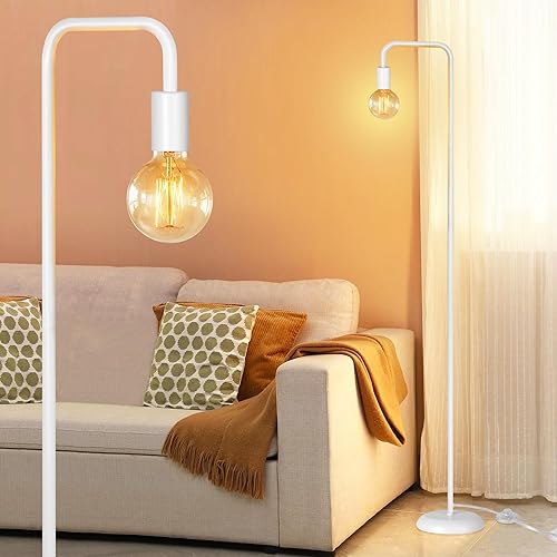 QiMH Lámpara de pie industrial para sala de estar, lámpara de pie de metal de granja, moderna lámpara alta para dormitorio, oficina, decoración