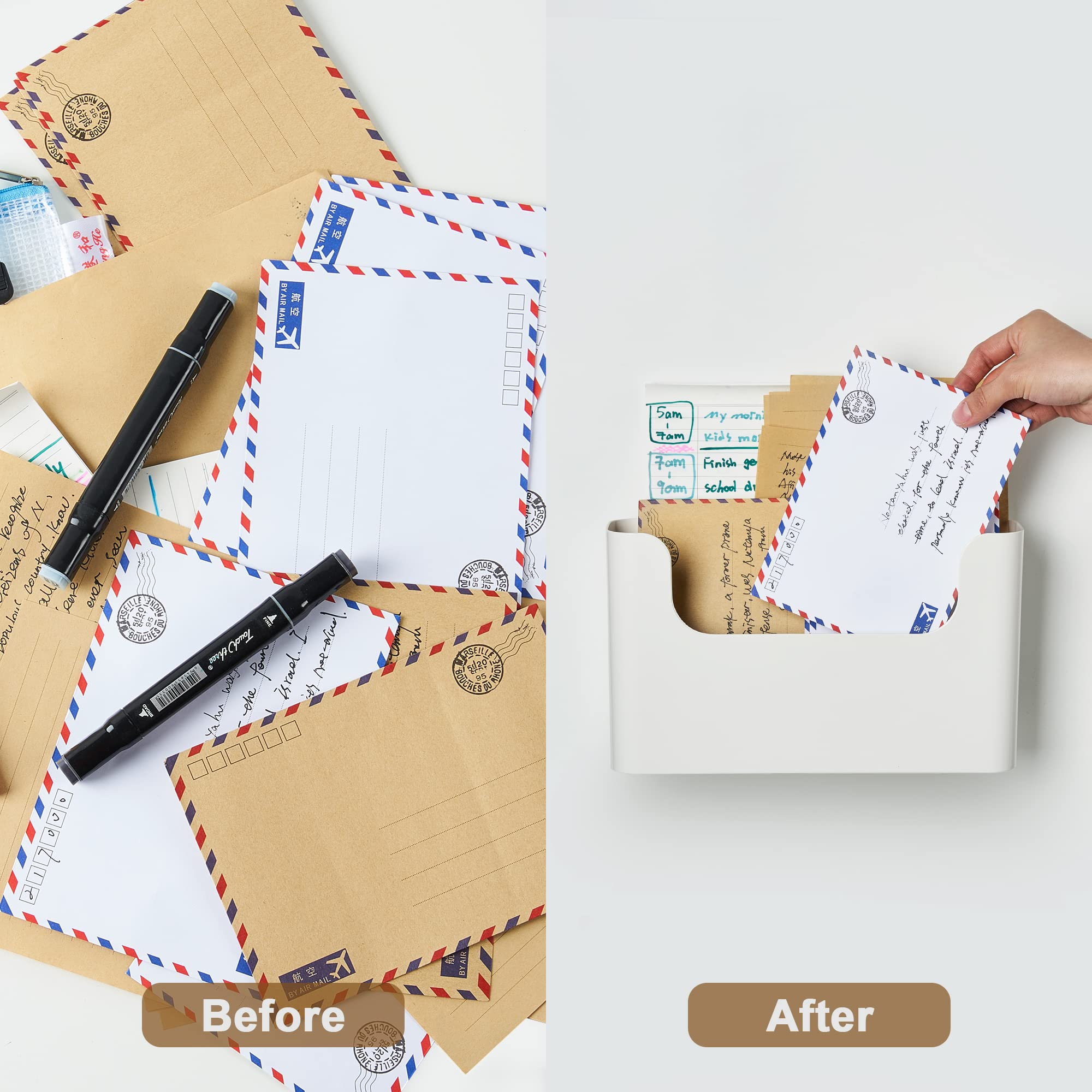 YOHOM No Drilling File Holder Wall Mails Magazines Organizer Adhesive Door Mount Single Pocket White 1 WHITE 1 — view 3