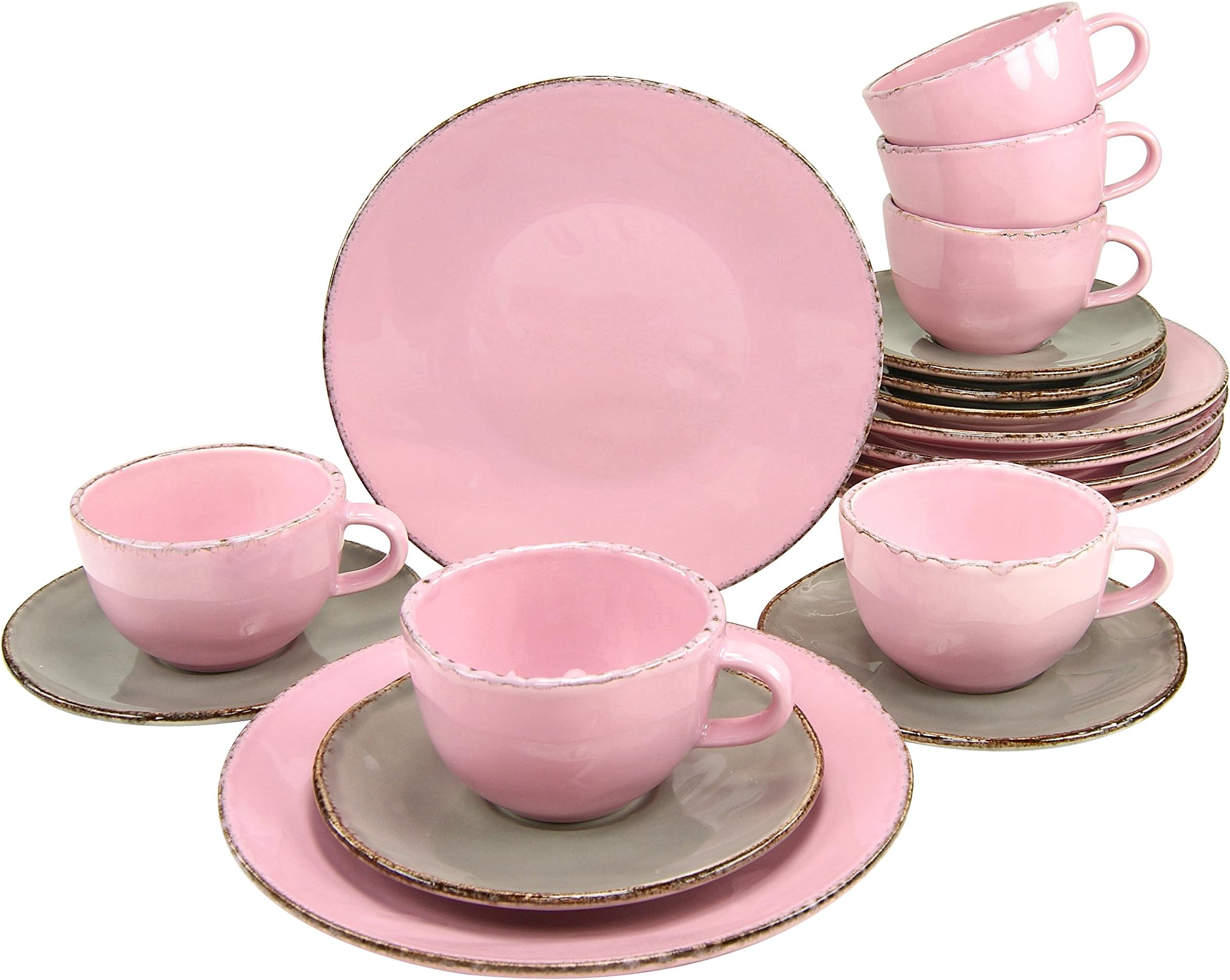 CreaTable, 14776, ORGANIC ELLA, coffee set 18 pieces, Stone, Multicoloured, 34 x 30 x 26.5 cm