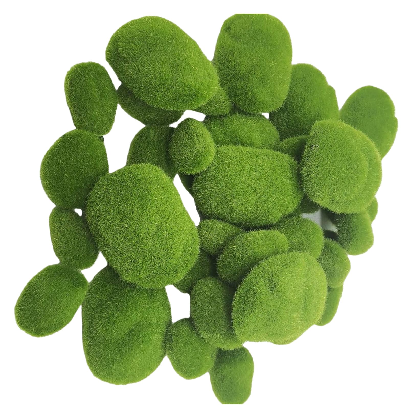 NEWFT 40PCS/Pack Mossy Stones Decorative Stone For Fish Tanks Terrarium Home Decors