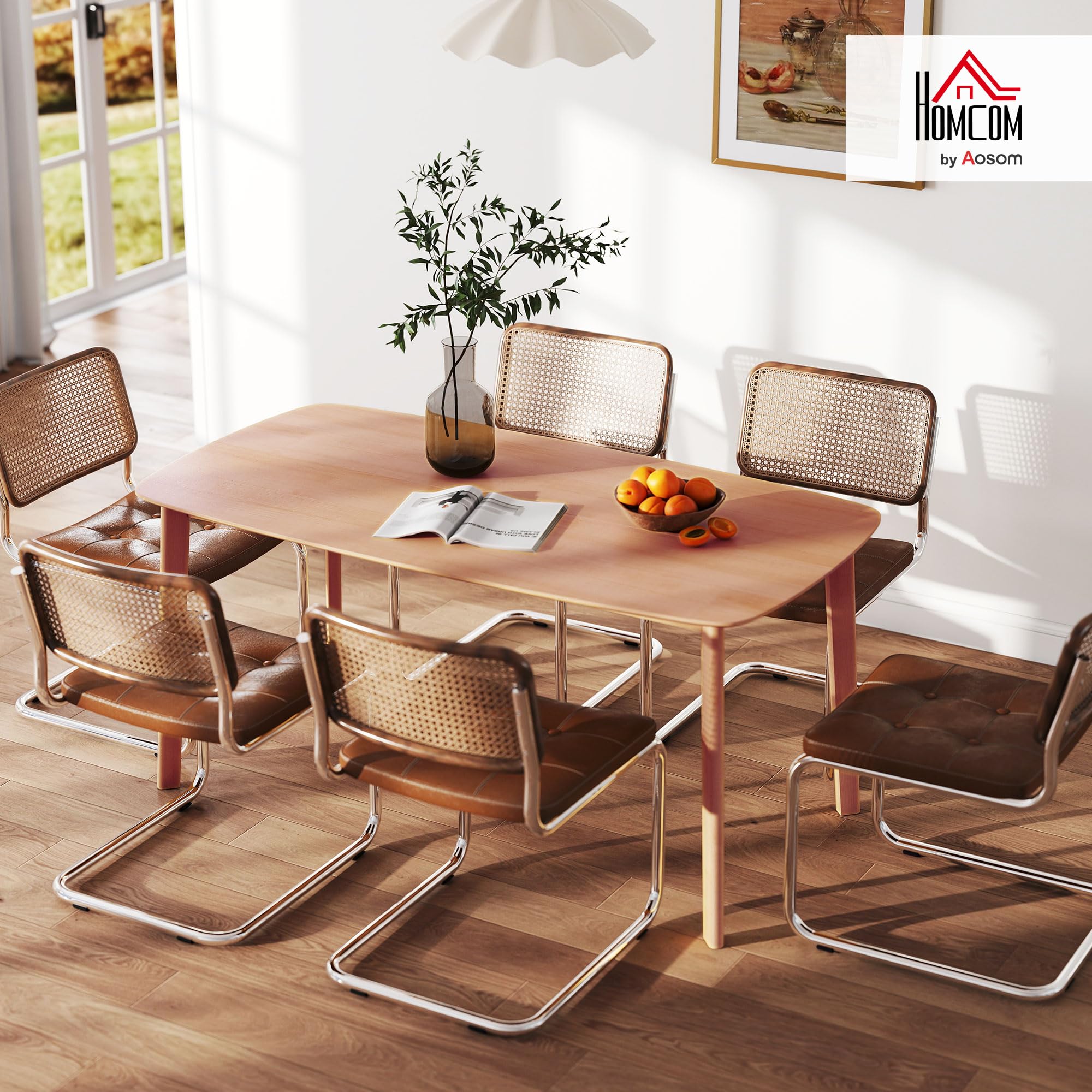 HOMCOM Table à Manger Rectangulaire Salle à Manger 150 cm Bois Naturel