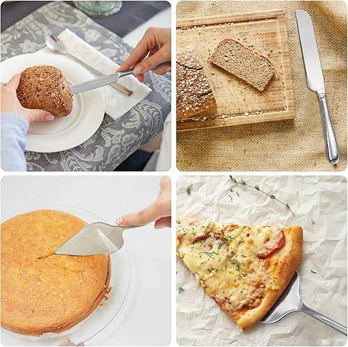 Miniatura 7 de Juego de 2 cuchillos y servidores de acero inoxidable dorado para cortar tartas de boda, elegante cuchillo para tartas, decoración de boda, soporte