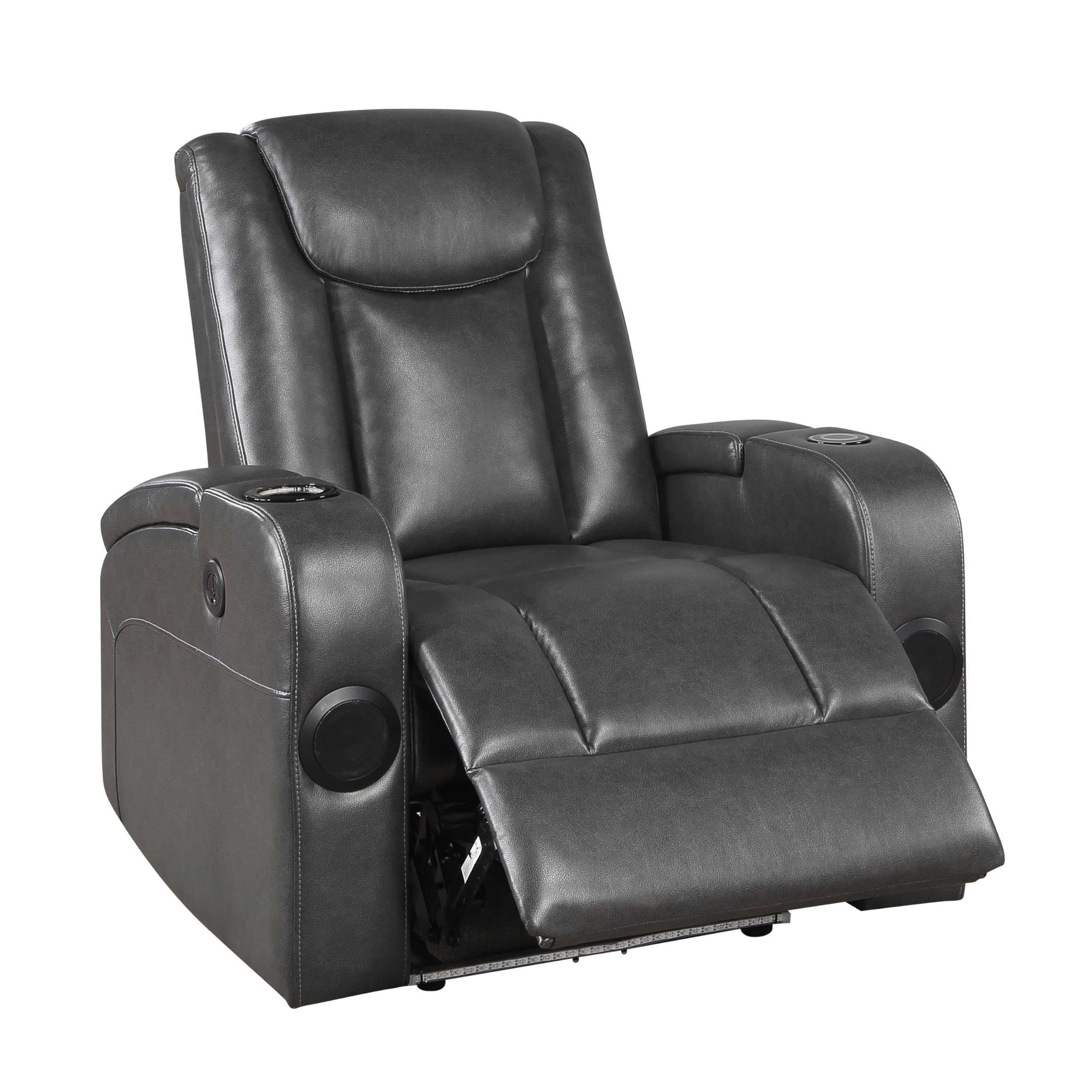 Benzara Emily Power Recliner Chair in a partially reclined position, showing the footrest extended.