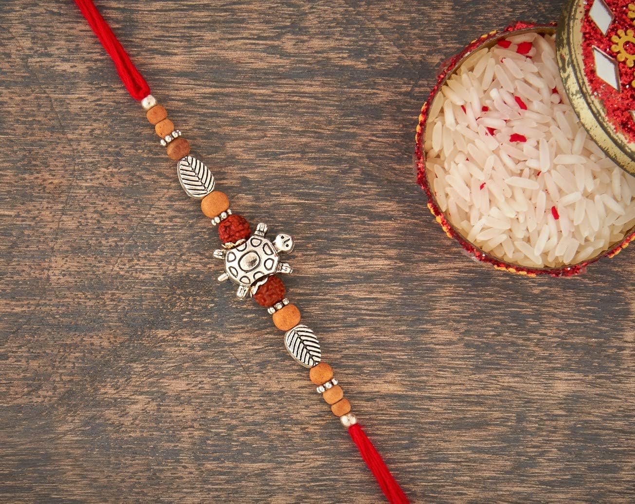 Rakhi for Brother with Turtle Charm and Beads Designer Rakhis on Rakshabandhan