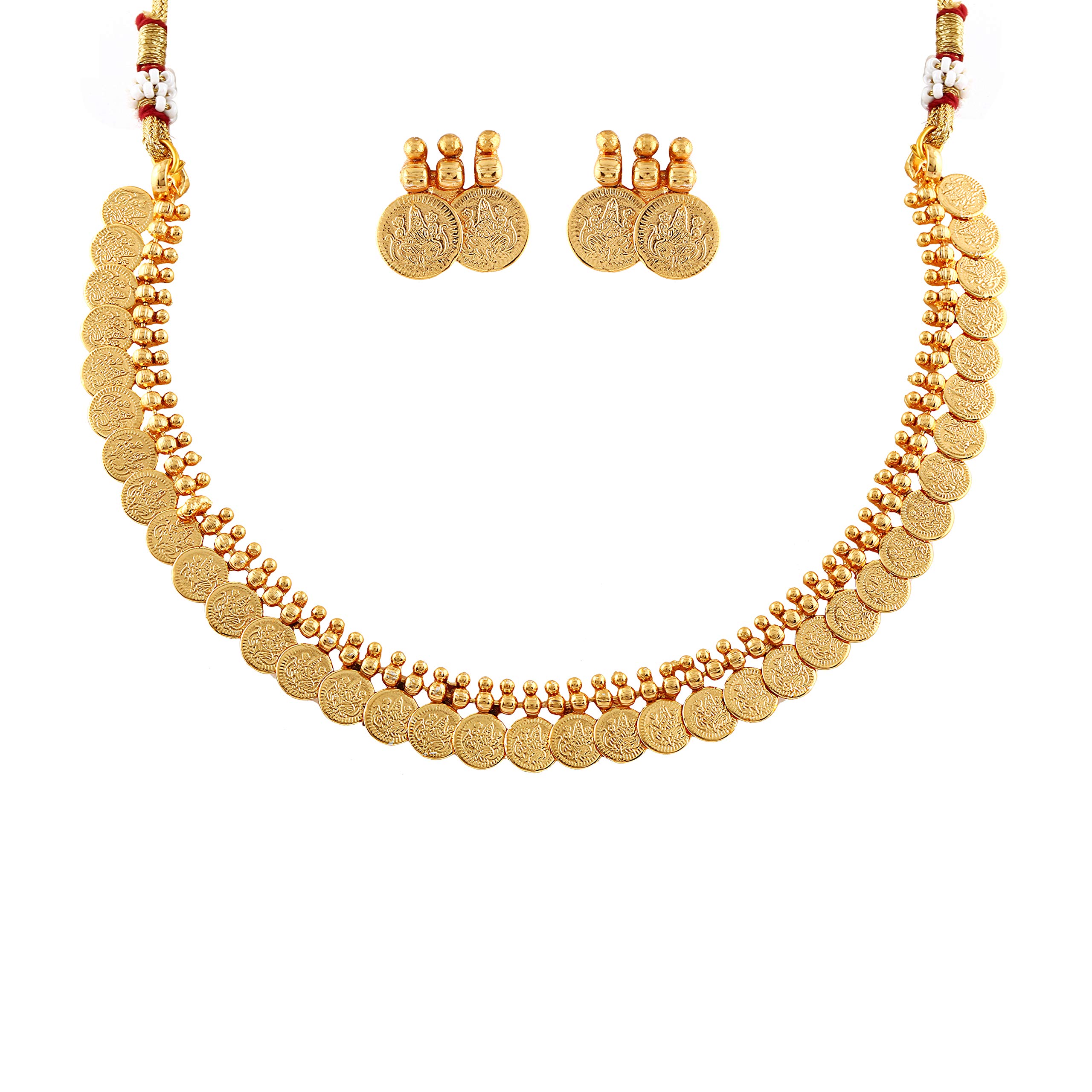 MEENAZ Traditional South Indian Temple One Gram Gold Forming Pearl Choker Golden Copper Jewellery Earrings Necklace Jewellery Set for Women-NL-512 (B07XPBBHQM) Amazon Price History, Amazon Price Tracker
