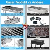 TLGREEN Barbecue à Charbon Pliant Portable, Grill Charbon de Bois XXL, en Acier Inoxydable, avec Poêle à Frire,4PCS Pied de Support pour Barbecue de Jardin et Camping, 5-10 Personnes, 118 x 33 x 72 cm - 9