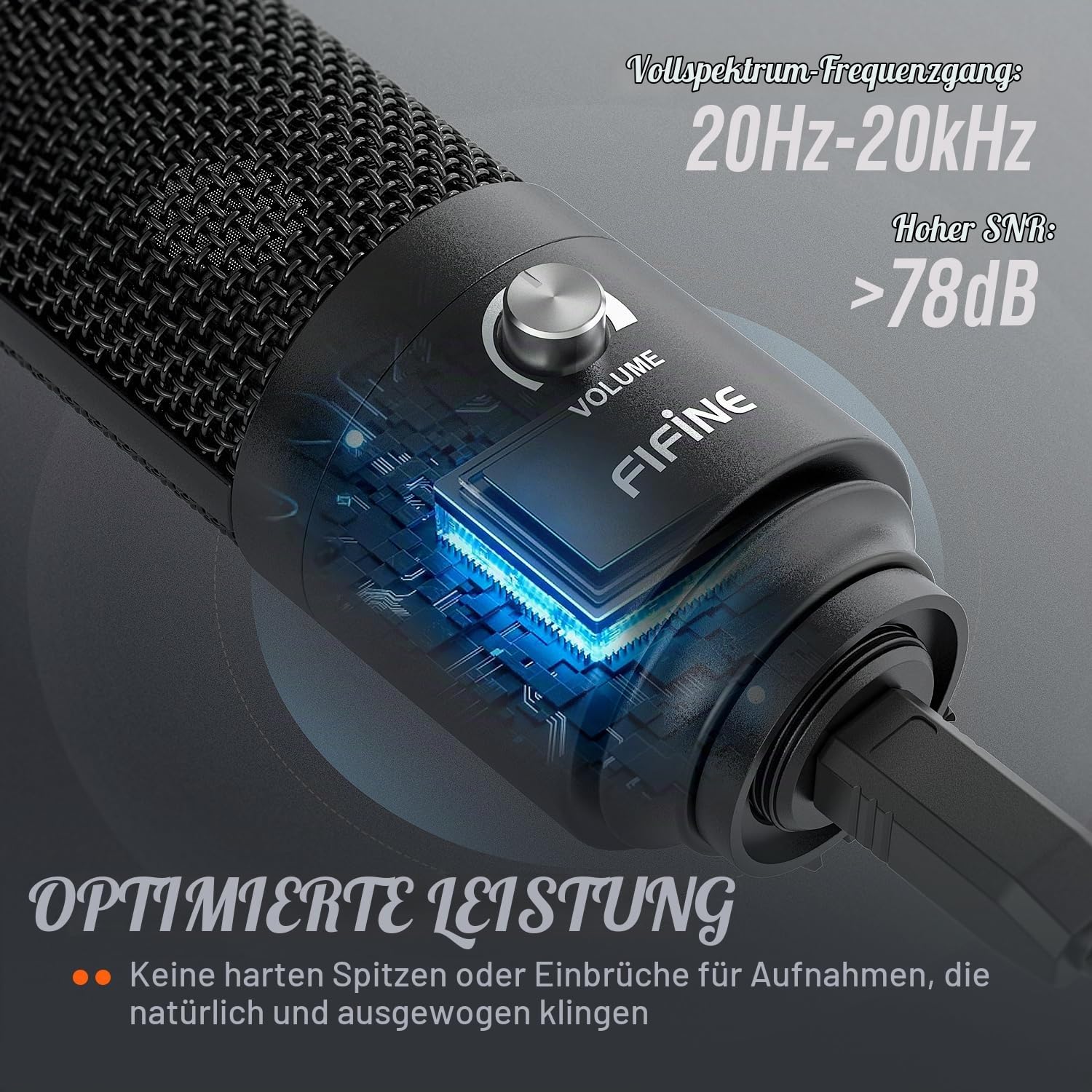 Fifine USB-Podcast-Kondensatormikrofon für Laptop, Keine Soundkarten-Schnittstelle und Phantomspeisung erforderlich. (K669)