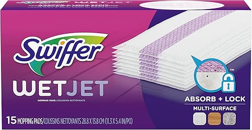 Miniatura 13 de Swiffer WetJet Trapeadores para limpieza de suelos, limpiador de pisos de madera dura, repuesto de almohadilla de trapeador, 20