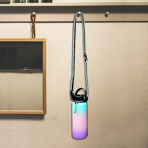 Miniatura 6 de Wongeto Correa de hombro con mango de paracord, compatible con botellas de agua Hydro Flask de boca ancha de 12 a 64 onzas (no compatible con el