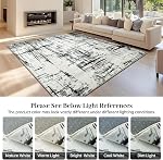 Zone Rugs Soft Modern Rug Tapis Géométrique Bande Rug Non Slip Rug pour chambre Lit de salon (Abstract Gris/Blanc/Noir, 5'2" x 6'5" (Rectangulaire))