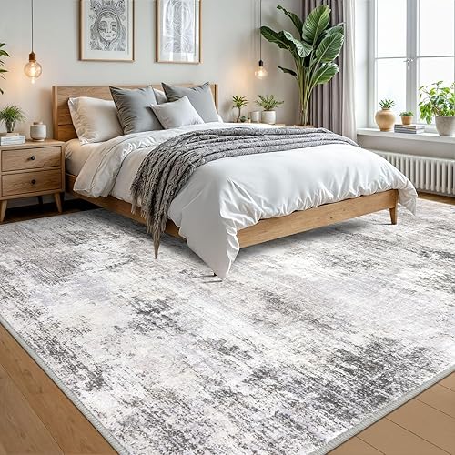 Miniatura 140 de IOHOUZE Alfombra pequeña abstracta de 2 x 3 pies, alfombra de entrada lavable para entrada interior, alfombras con respaldo de goma, alfombra Gris