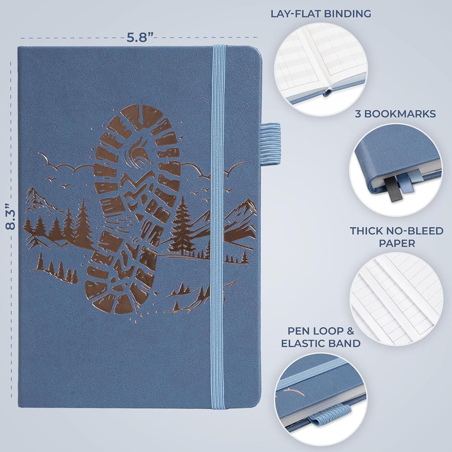Clever Fox Hiking Journal for Women & Men, Trail Log Book, Smoke Blue image 2