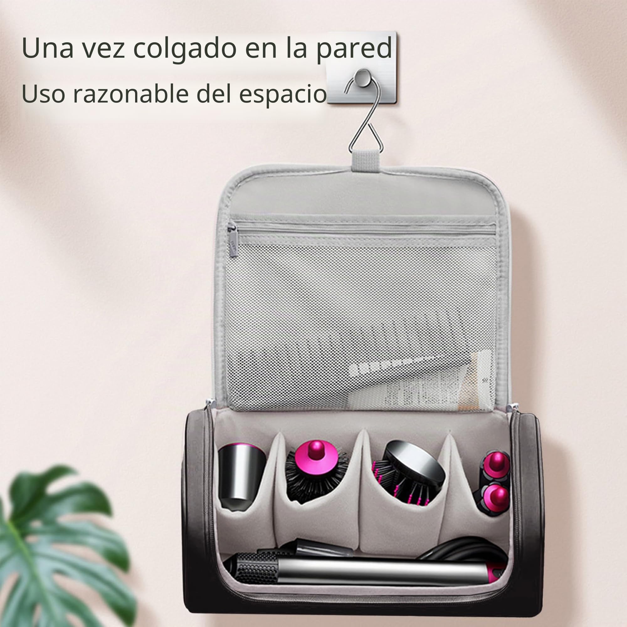 Estuche Organizador de Viaje Impermeable Compatible con Airwrap/Airstrait/Supersonic - Funda Protectora Portátil con Gancho para Plancha de Pelo, Secador, Moldeador y Accesorios (Negro)