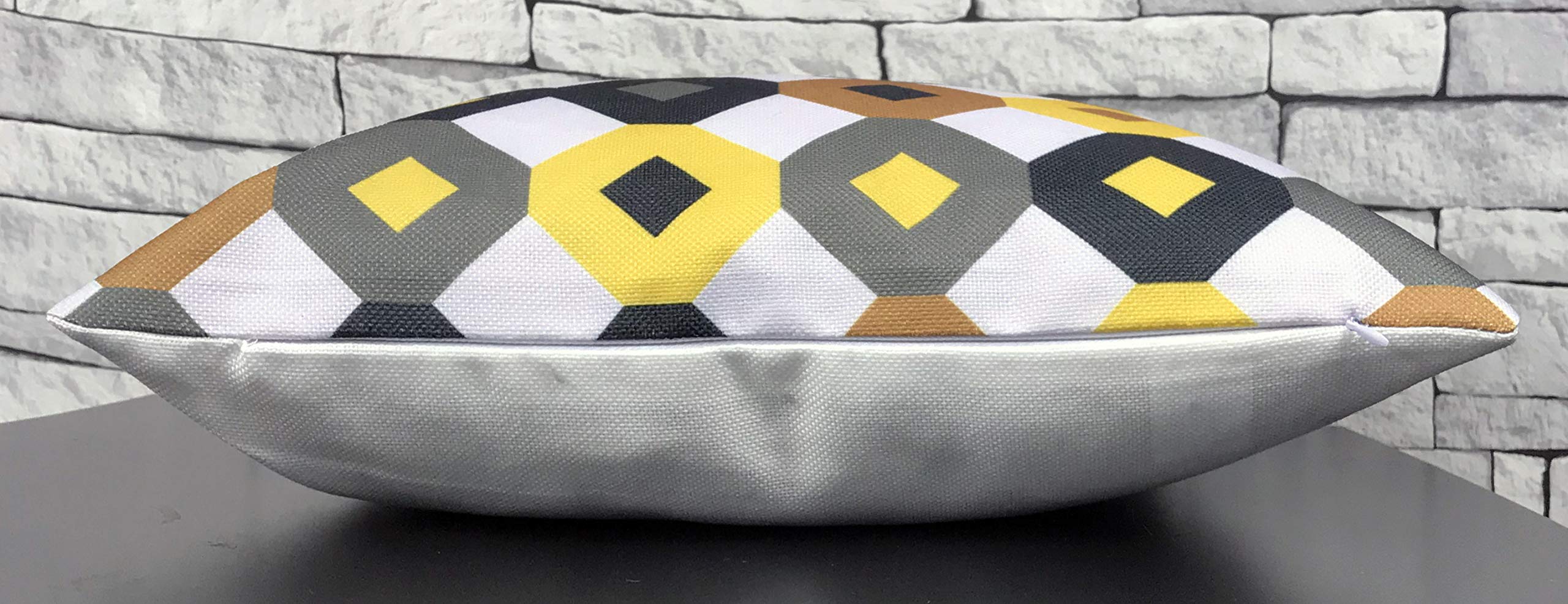 Set Di 4 Federe Per Cuscini In Velluto Riccio Con Ricami Geometrici - Colore Senape E Argento - 43x43 Cm - Moderne E Di Tendenza