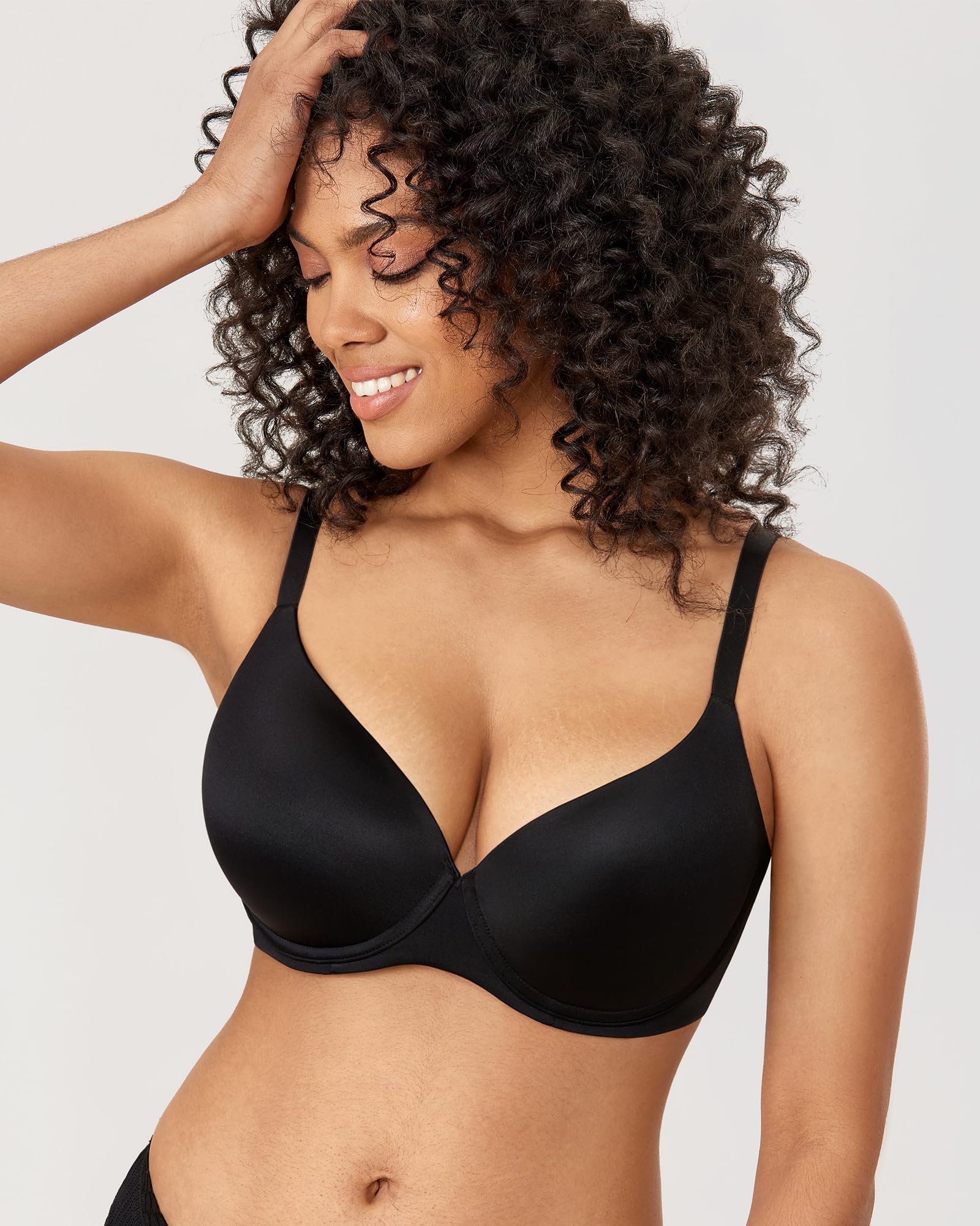 Delimira Damski biustonosz z wyściełaną koszulką komfort plus size pełne pokrycie bezszwowe wsparcie biustonosze z fiszbinami