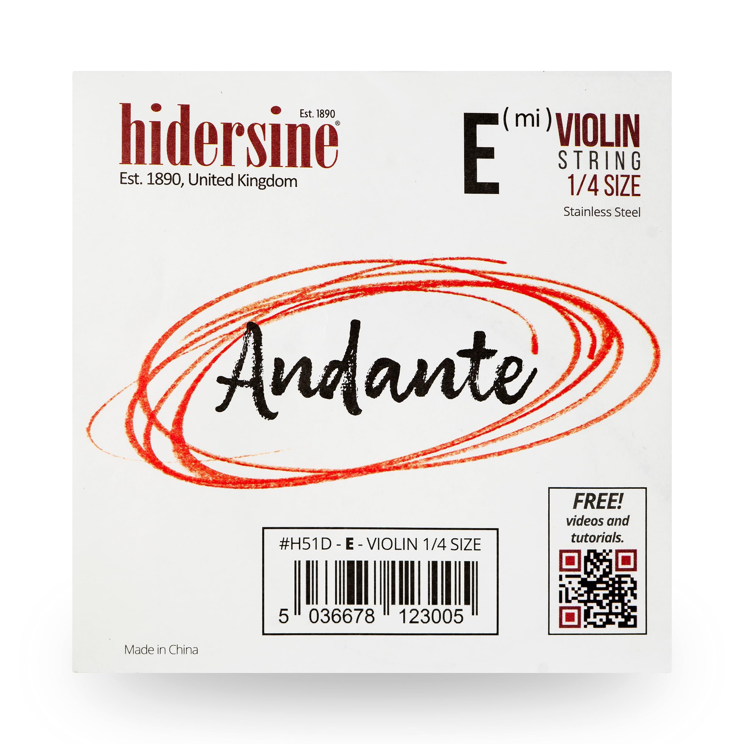 Corde étudiante Confortable Corde De Violon Hidersine Andante En D - Taille 1/2 - En Acier, Facile à Jouer - Parfaite Pour étudiants Et Débutants